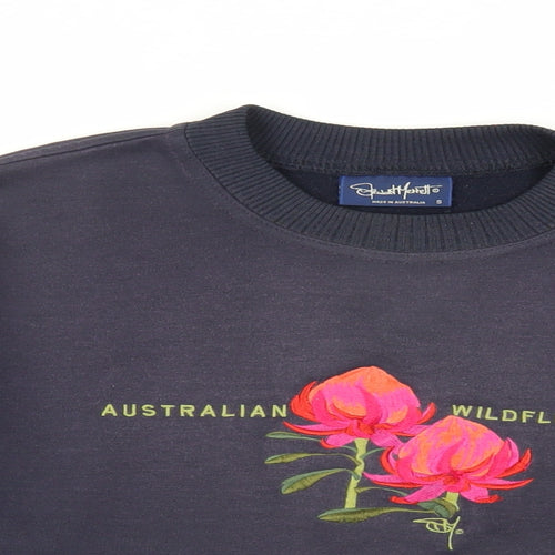 Stewart Merrett Womens Blue Cotton Pullover Sweatshirt Size S Pullover - Embroidered