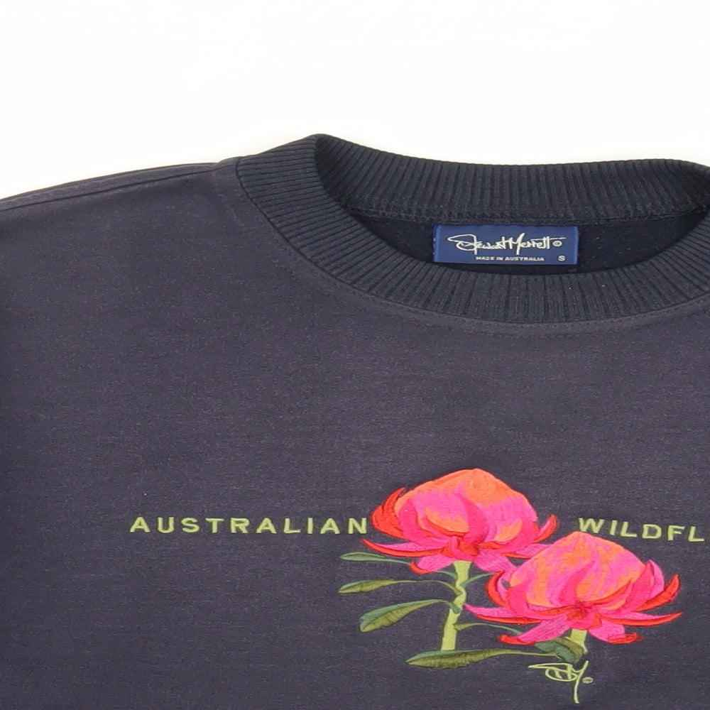 Stewart Merrett Womens Blue Cotton Pullover Sweatshirt Size S Pullover - Embroidered