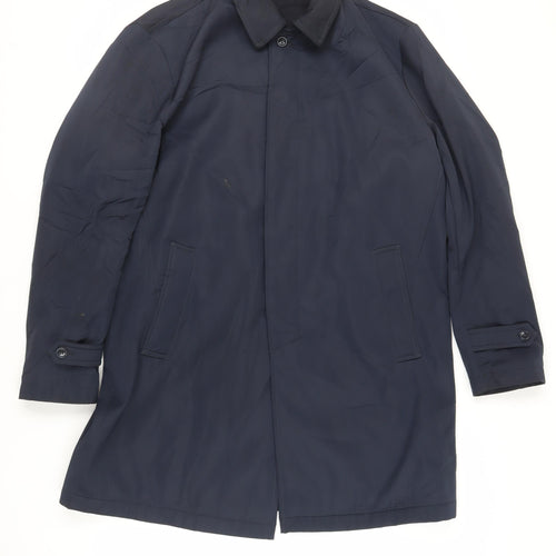DS Classic Mens Blue Overcoat Coat Size L Button