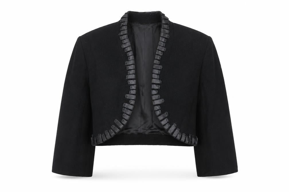 Front view of Alex&Co women’s black jacket, size UK 12, - open