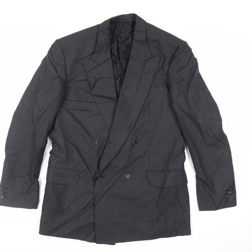 Canda Mens Grey Check Polyester Jacket Suit Jacket Size 38 Regular