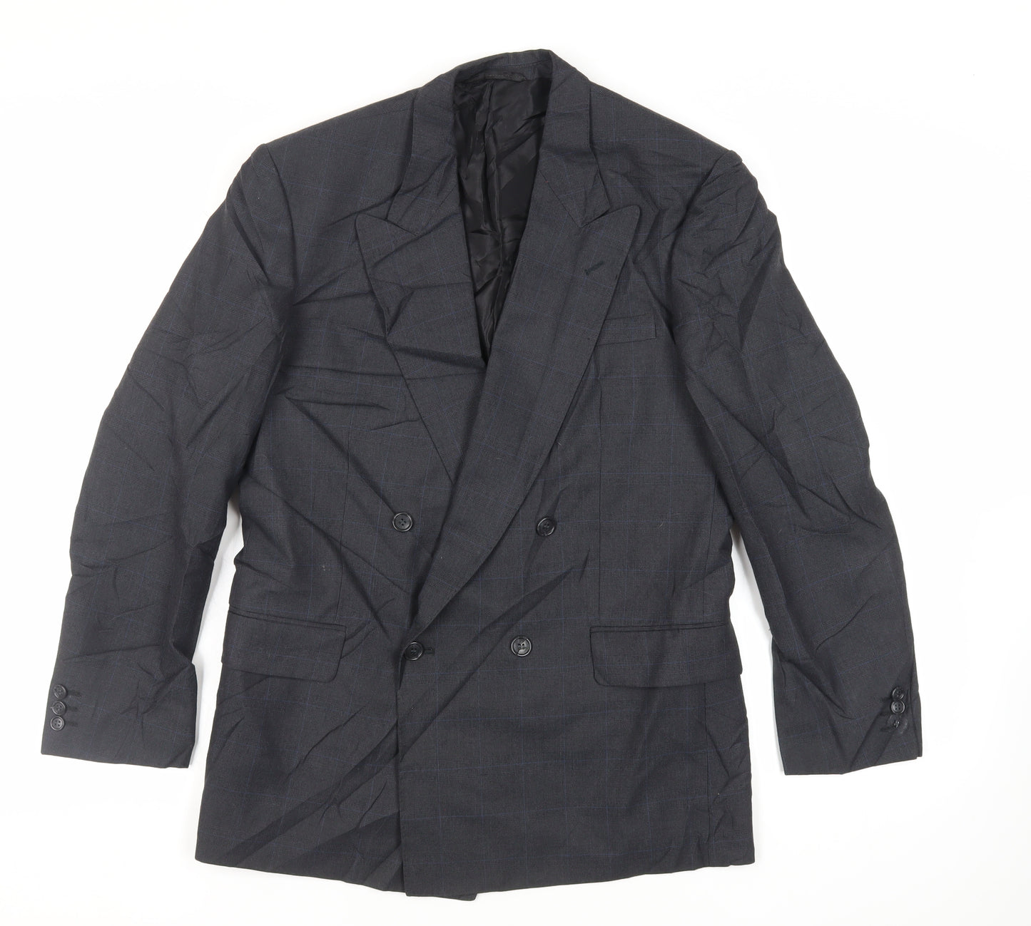Canda Mens Grey Check Polyester Jacket Suit Jacket Size 38 Regular