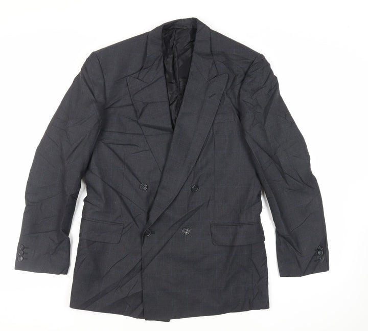 Canda Mens Grey Check Polyester Jacket Suit Jacket Size 38 Regular