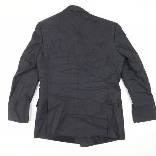 Canda Mens Grey Check Polyester Jacket Suit Jacket Size 38 Regular