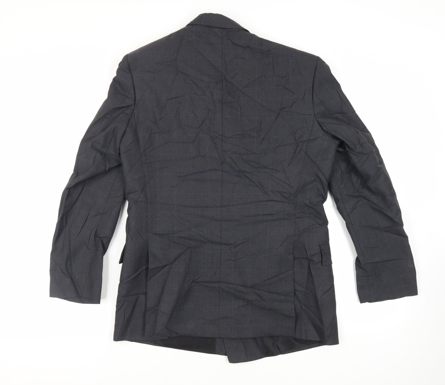 Canda Mens Grey Check Polyester Jacket Suit Jacket Size 38 Regular