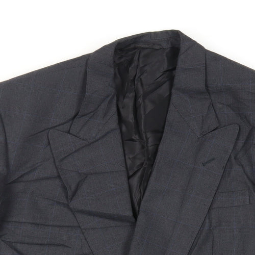 Canda Mens Grey Check Polyester Jacket Suit Jacket Size 38 Regular