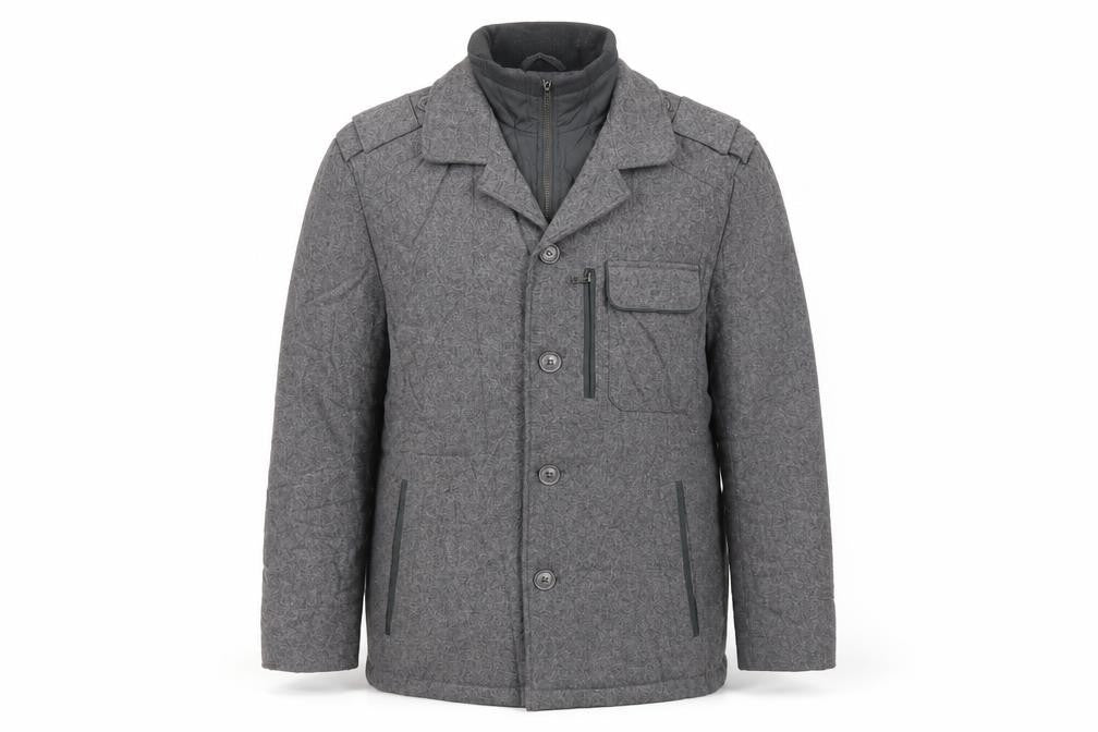 Front view of Autograph men’s grey jacket, size L, zip