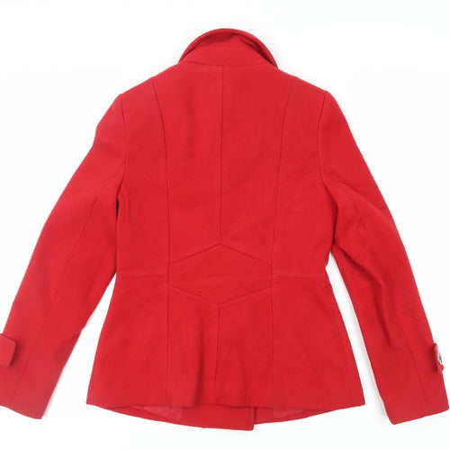 Debenhams Womens Red Pea Coat Coat Size 10 Button