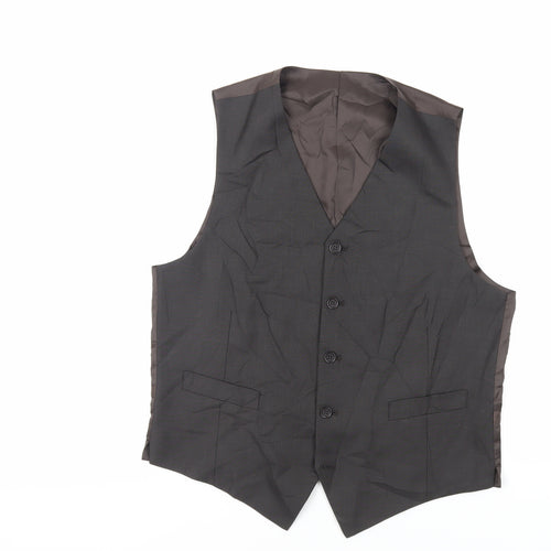 BHS Mens Black Polyester Jacket Suit Waistcoat Size 38 Regular
