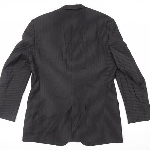 Karl Jackson Mens Grey Striped Polyester Jacket Suit Jacket Size 44 Regular