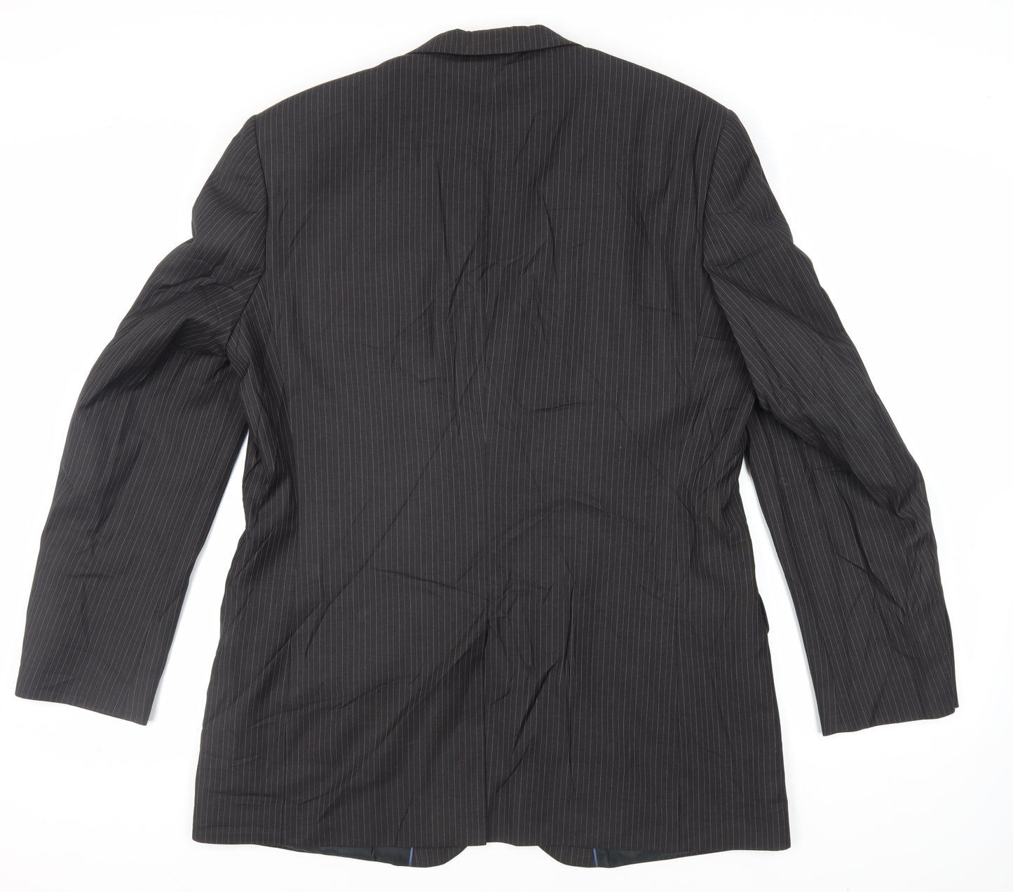 Karl Jackson Mens Grey Striped Polyester Jacket Suit Jacket Size 44 Regular