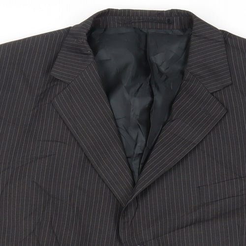Karl Jackson Mens Grey Striped Polyester Jacket Suit Jacket Size 44 Regular