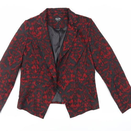 Per Una Womens Red Geometric Jacket Blazer Size 14 - Open