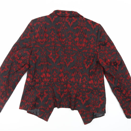 Per Una Womens Red Geometric Jacket Blazer Size 14 - Open