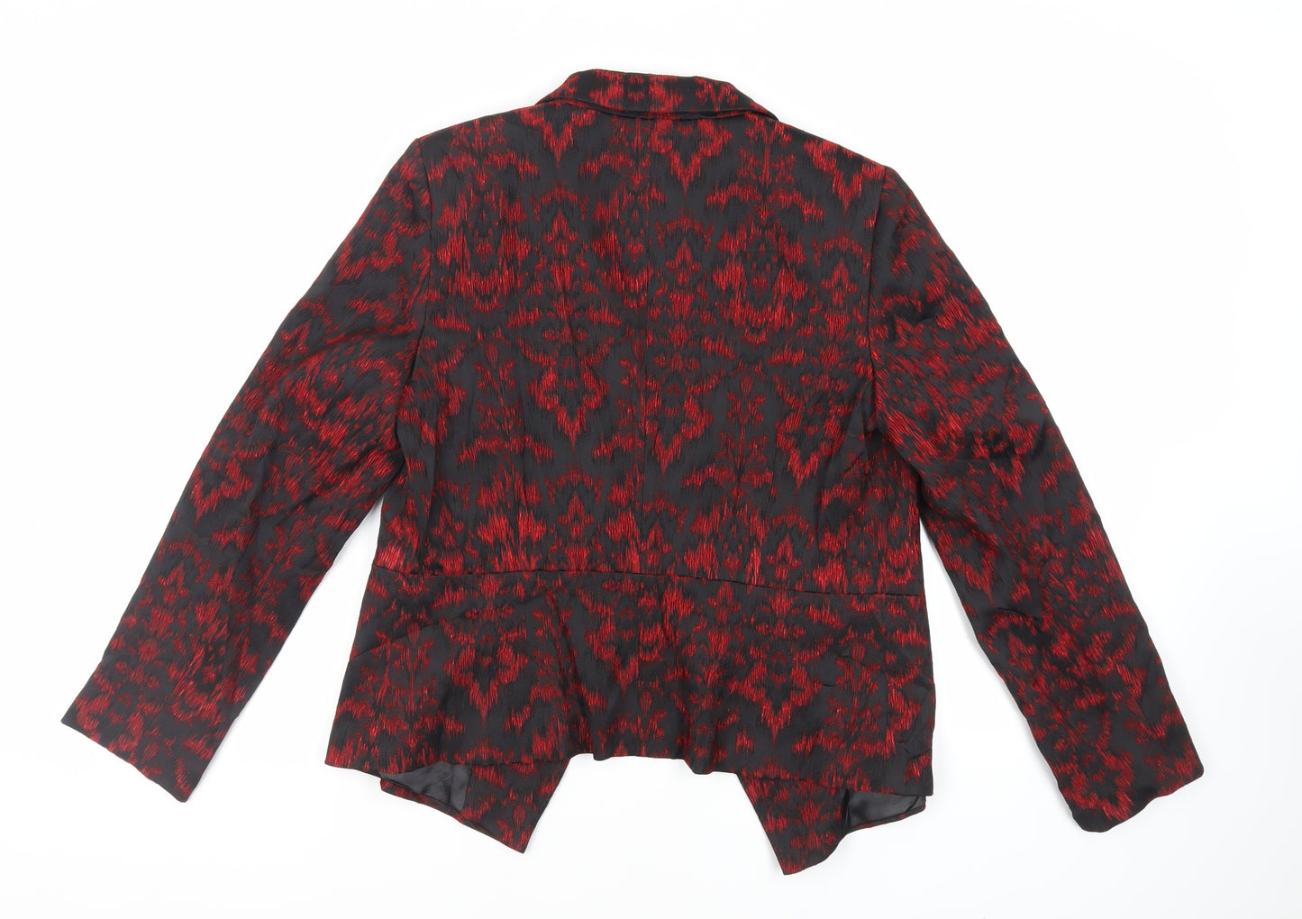 Per Una Womens Red Geometric Jacket Blazer Size 14 - Open