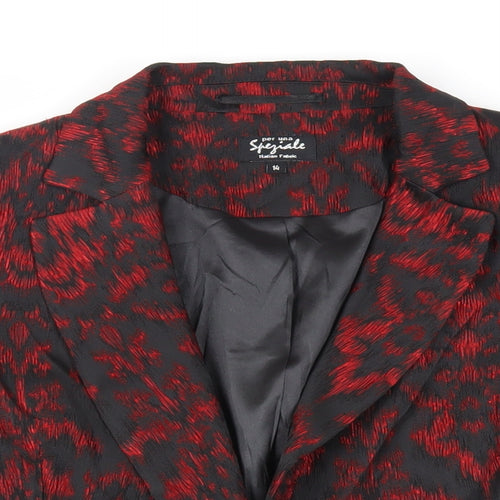 Per Una Womens Red Geometric Jacket Blazer Size 14 - Open