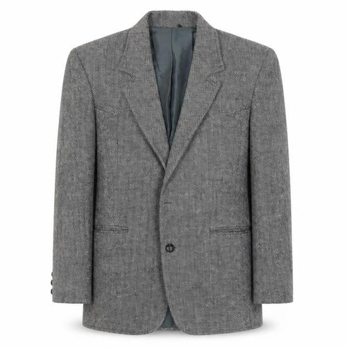Pioneer Wear Mens Grey Herringbone Acrylic Jacket Blazer Size 40 Regular - Vintage