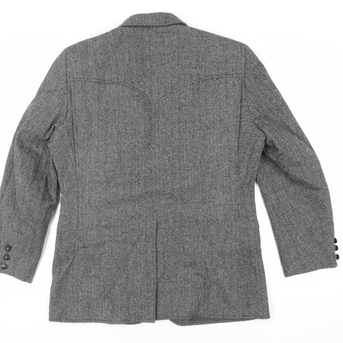 Pioneer Wear Mens Grey Herringbone Acrylic Jacket Blazer Size 40 Regular - Vintage