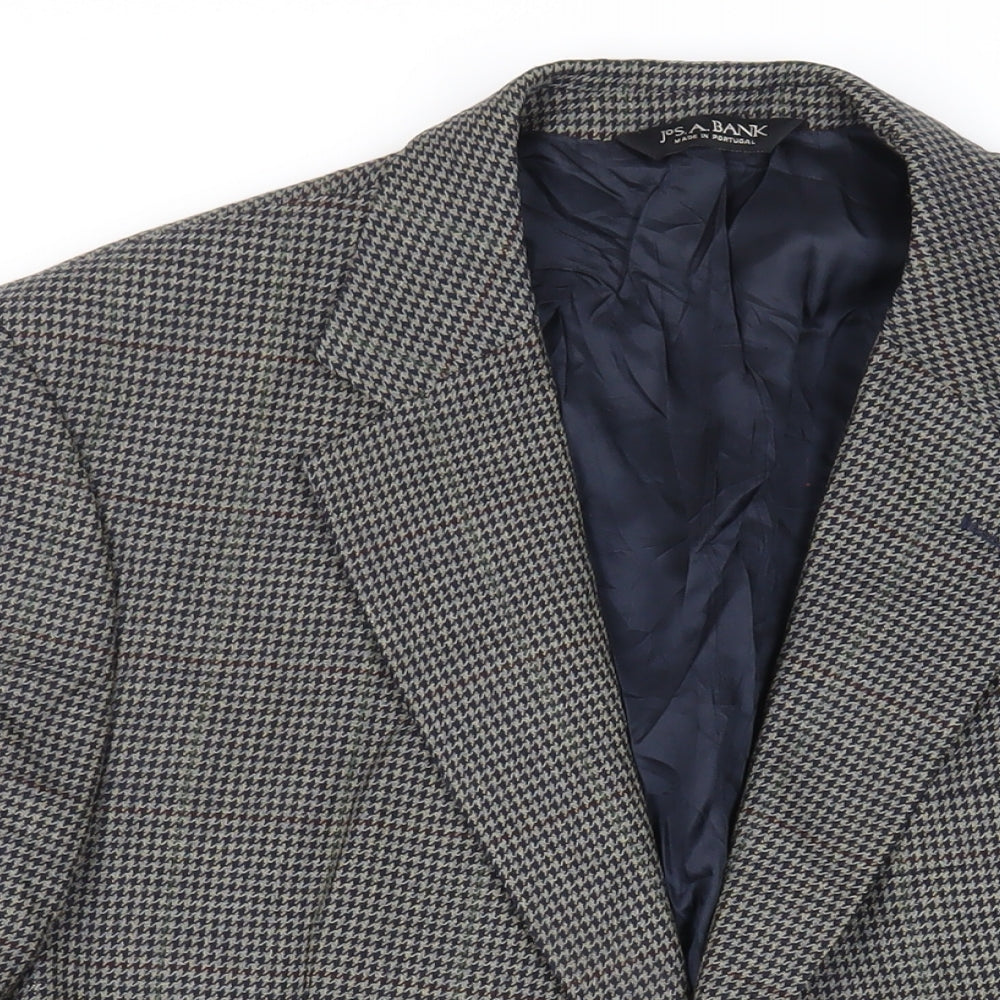 Jos. A. Bank Mens Grey Geometric Wool Jacket Blazer Size 42 Regular