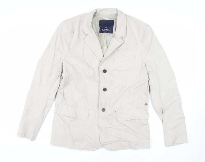 Buffalo Mens Beige Jacket Blazer Size M Button