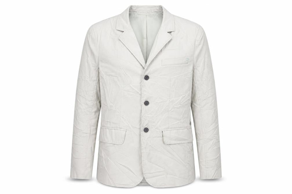 Front view of Buffalo men’s beige jacket blazer, size M, button