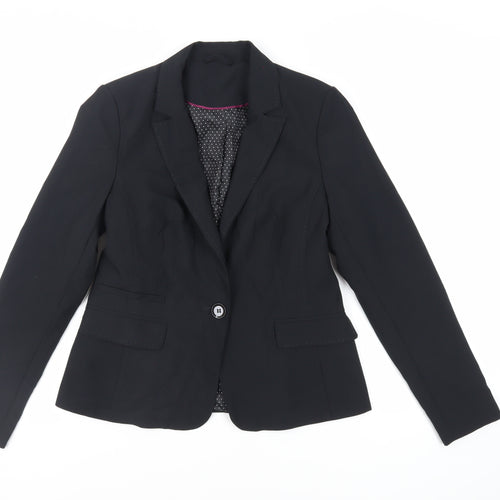New Look Womens Black Jacket Blazer Size 12 Button