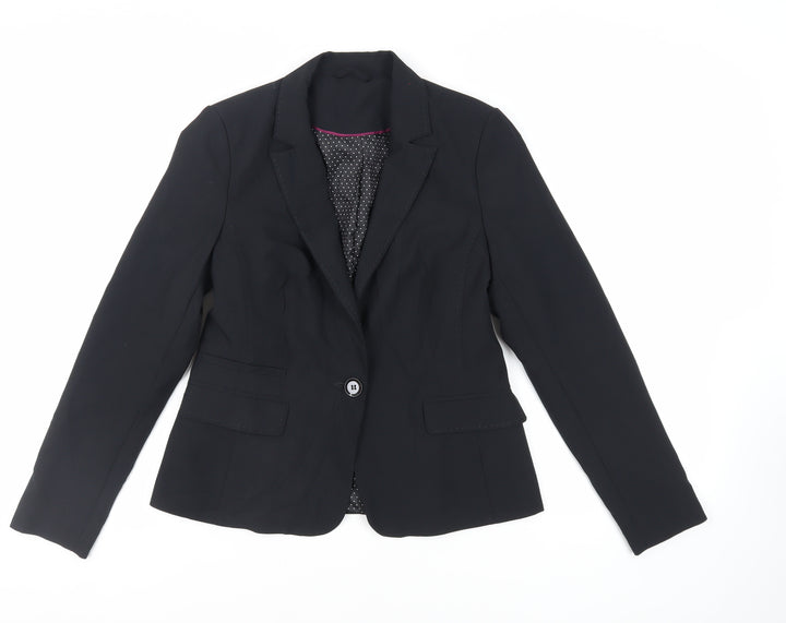 New Look Womens Black Jacket Blazer Size 12 Button