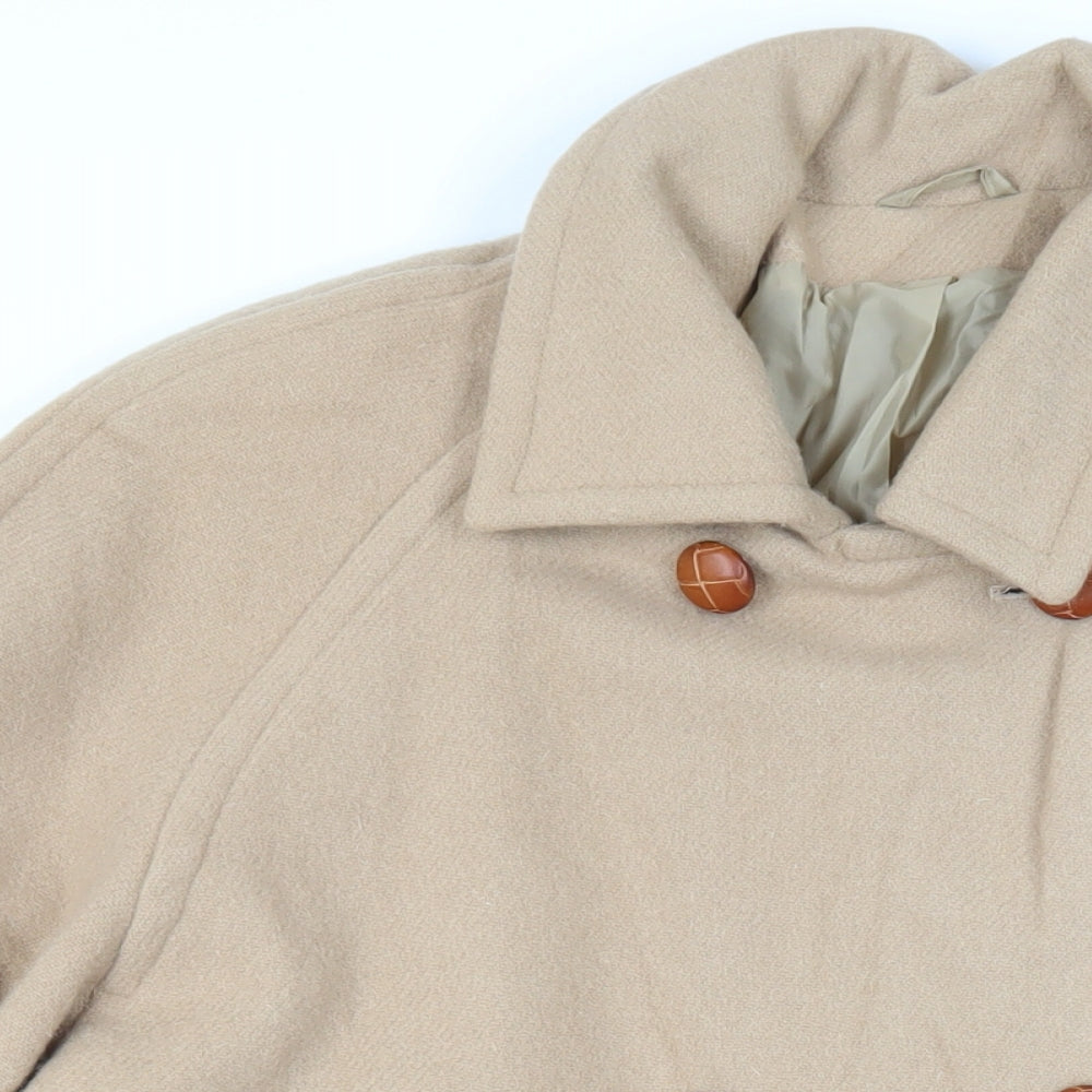Definitions Womens Beige Pea Coat Coat Size 16 Button - Vintage