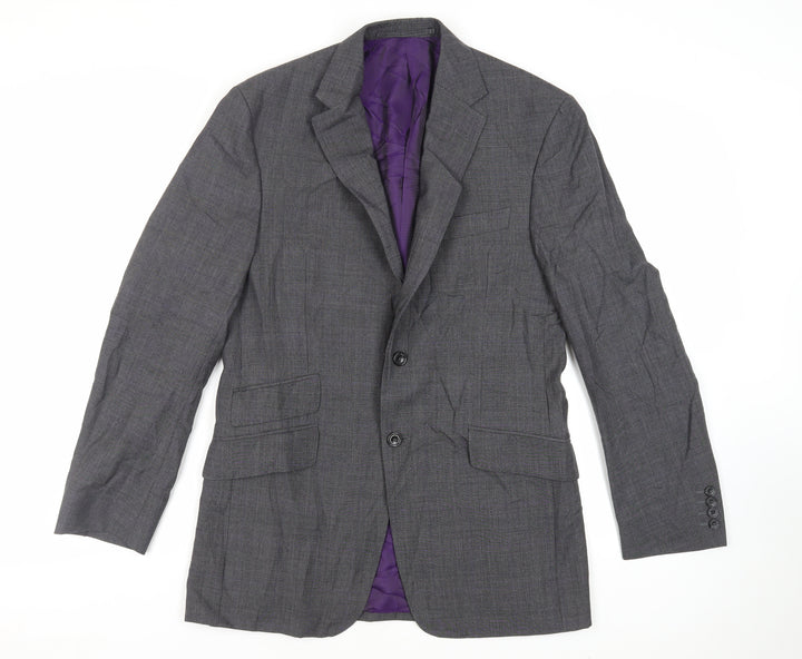 Marks and Spencer Mens Grey Plaid Wool Jacket Suit Jacket Size 38 Regular