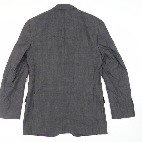 Marks and Spencer Mens Grey Plaid Wool Jacket Suit Jacket Size 38 Regular