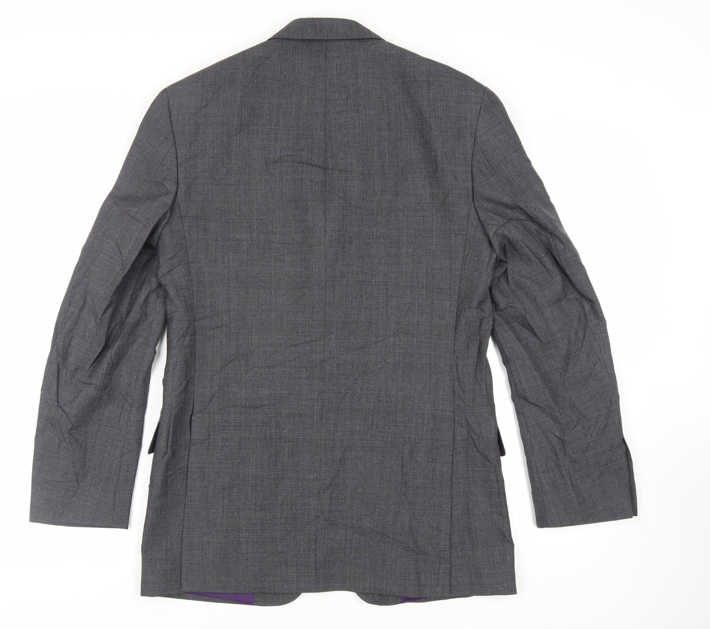 Marks and Spencer Mens Grey Plaid Wool Jacket Suit Jacket Size 38 Regular