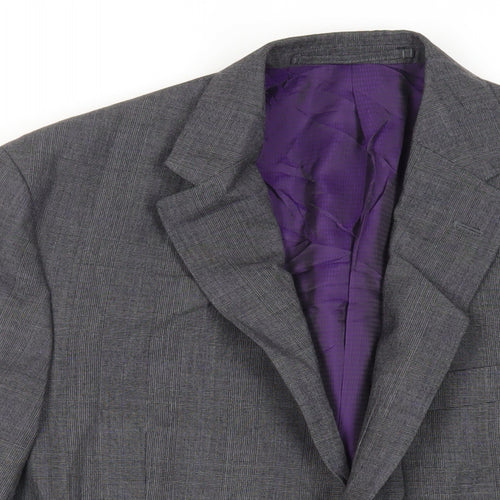 Marks and Spencer Mens Grey Plaid Wool Jacket Suit Jacket Size 38 Regular