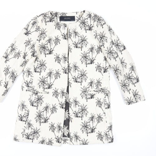 Zara Womens Ivory Geometric Jacket Blazer Size S - Open