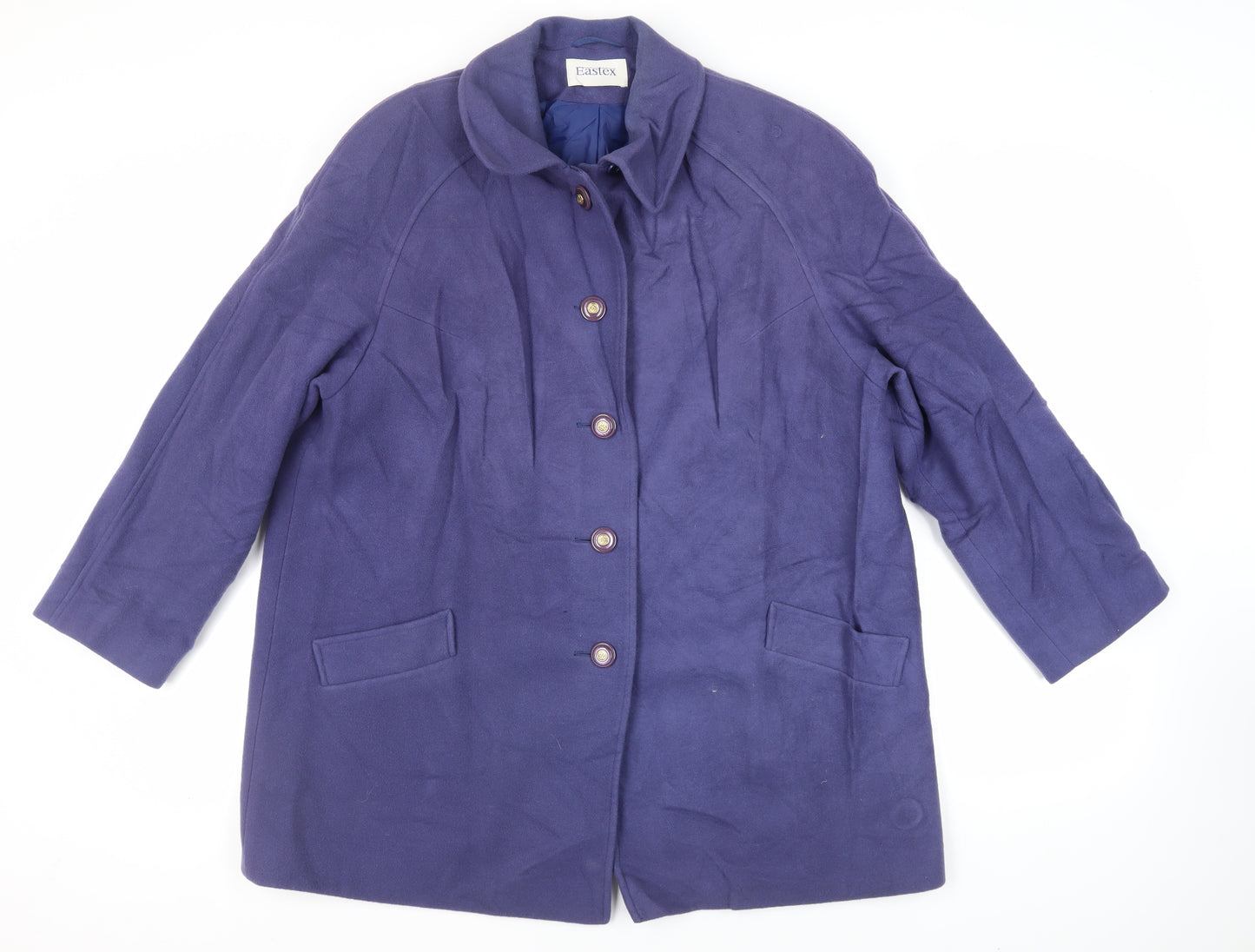 Eastex Womens Blue Pea Coat Coat Size 16 Button - Vintage