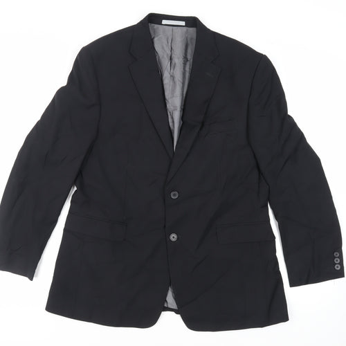BHS Mens Black Polyester Jacket Suit Jacket Size 42 Regular
