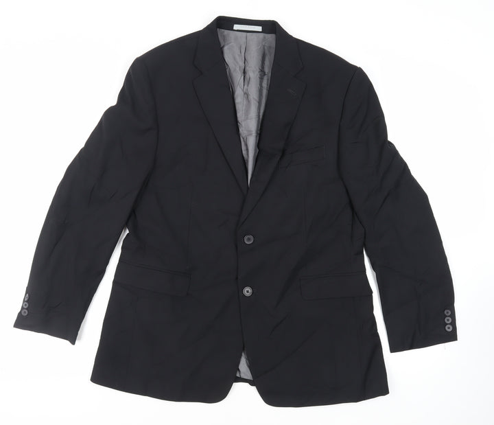BHS Mens Black Polyester Jacket Suit Jacket Size 42 Regular