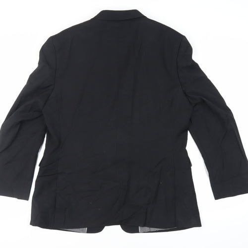 BHS Mens Black Polyester Jacket Suit Jacket Size 42 Regular