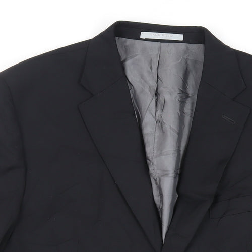 BHS Mens Black Polyester Jacket Suit Jacket Size 42 Regular