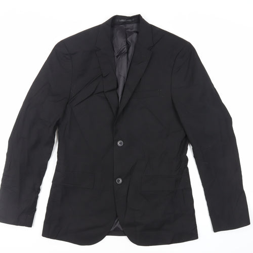 H&M Mens Black Polyester Jacket Suit Jacket Size 36 Regular