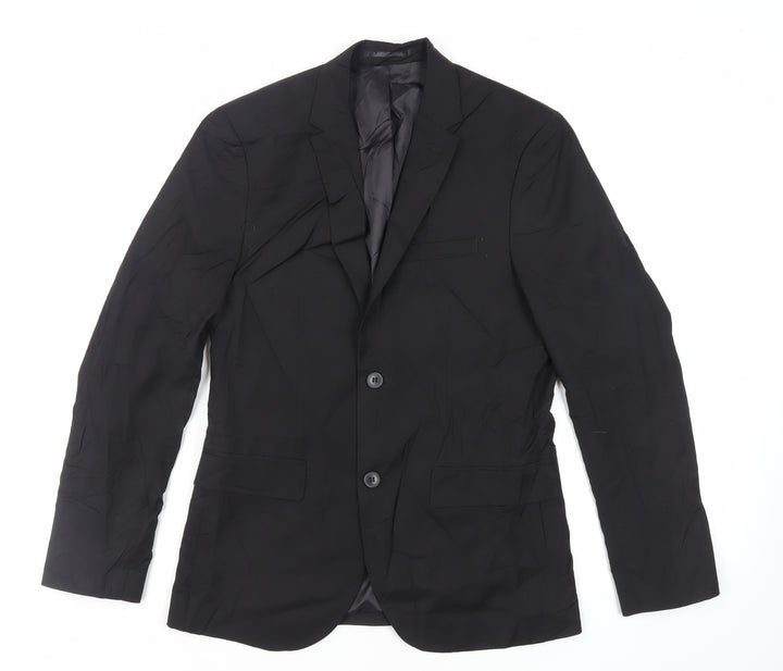 H&M Mens Black Polyester Jacket Suit Jacket Size 36 Regular