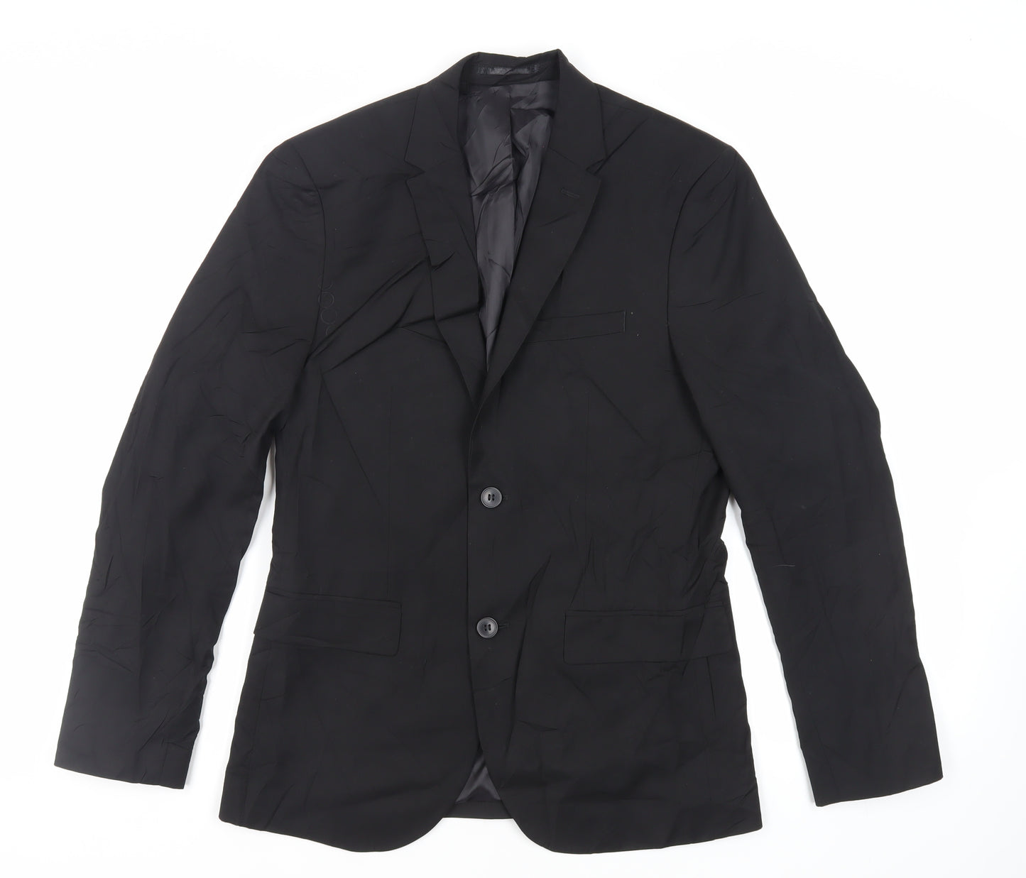 H&M Mens Black Polyester Jacket Suit Jacket Size 36 Regular