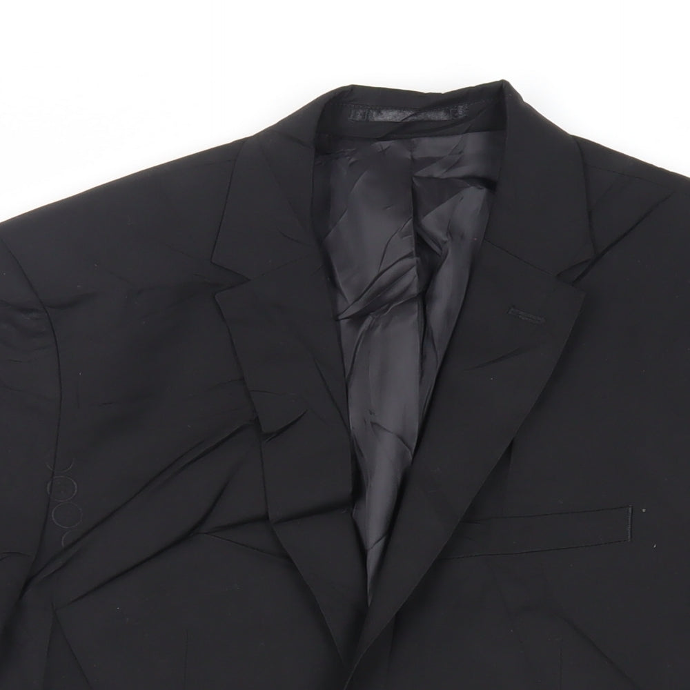 H&M Mens Black Polyester Jacket Suit Jacket Size 36 Regular