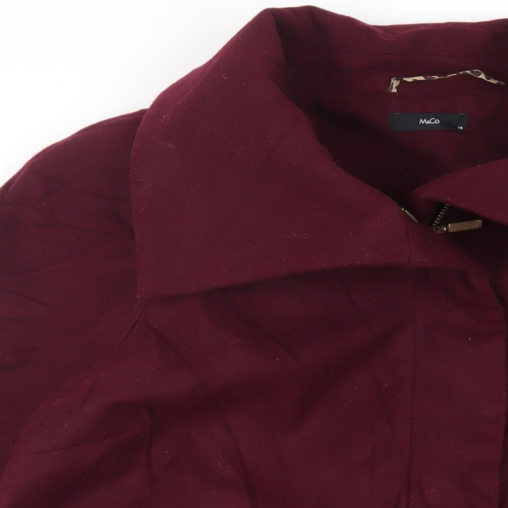 M&Co Womens Purple Overcoat Coat Size 18 Zip