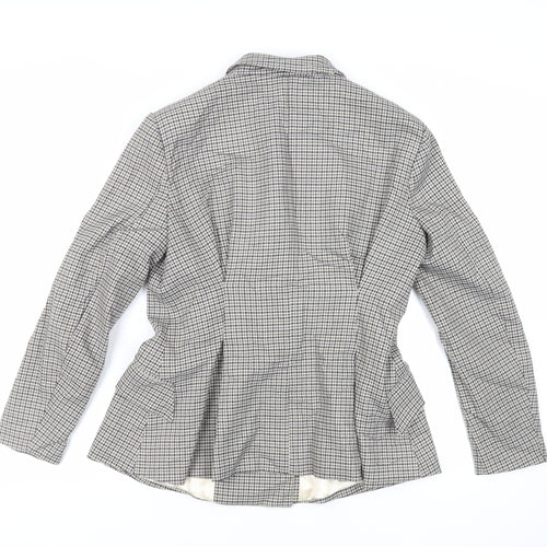 H&M Womens Grey Geometric Jacket Blazer Size 12 Button