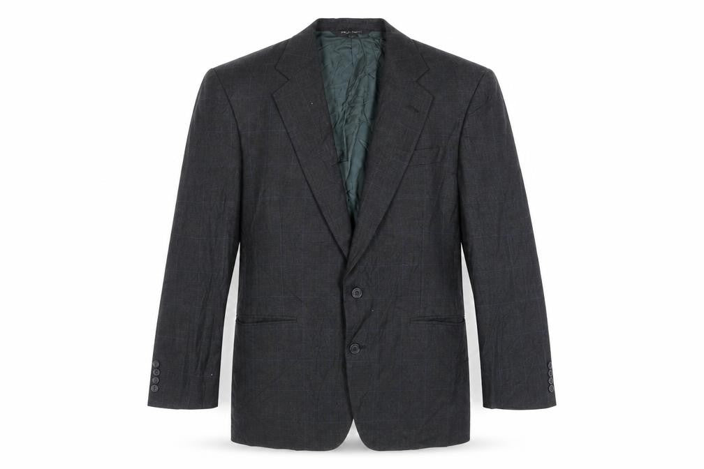 Front view of Jos. A. Bank men’s grey check wool jacket suit jacket, size 42, regular
