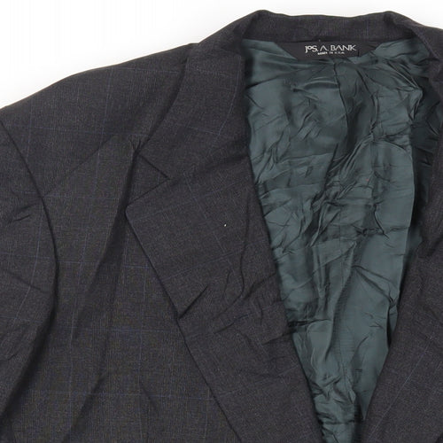 Jos. A. Bank Mens Grey Check Wool Jacket Suit Jacket Size 42 Regular