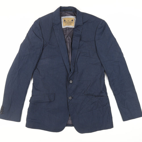 Spitafields Mens Blue Polyester Jacket Suit Jacket Size 40 Regular