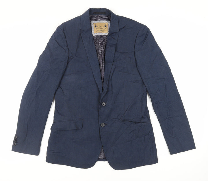 Spitafields Mens Blue Polyester Jacket Suit Jacket Size 40 Regular
