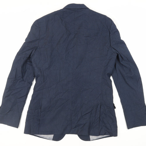 Spitafields Mens Blue Polyester Jacket Suit Jacket Size 40 Regular