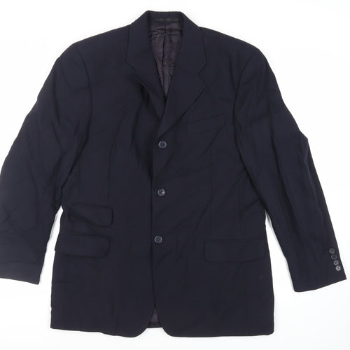 Simon Berwin Mens Blue Wool Jacket Suit Jacket Size 40 Regular